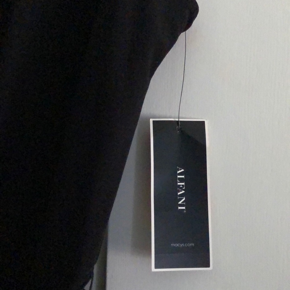 Alfani sleeveless floor length black dress.